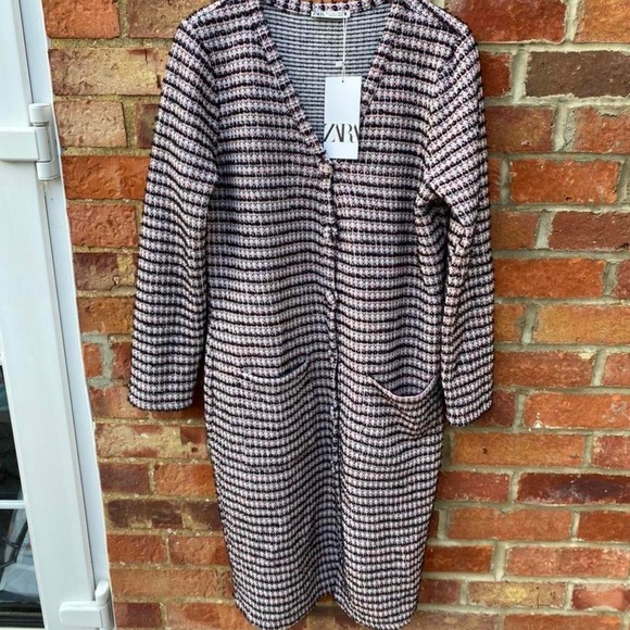 Zara Dresses & Skirts - Zara Textured V-Neck Midi Dress/Cardigan – Size Medium (NWT)